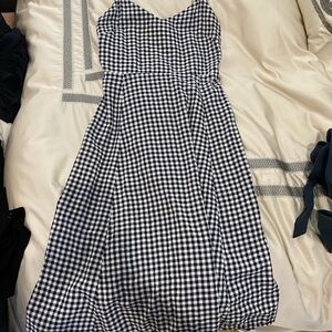 GAP Navy and White Gingham Midi Dress